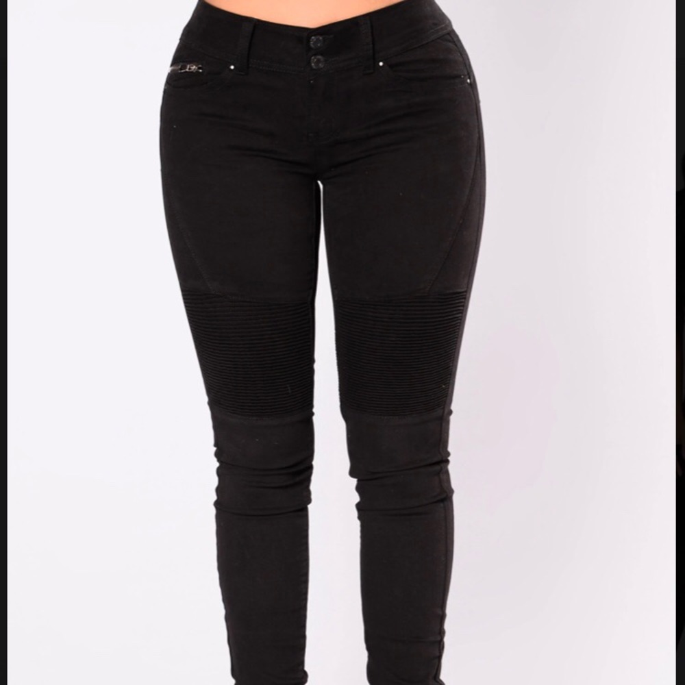 Fashion Nova Black Moto Twill Pants